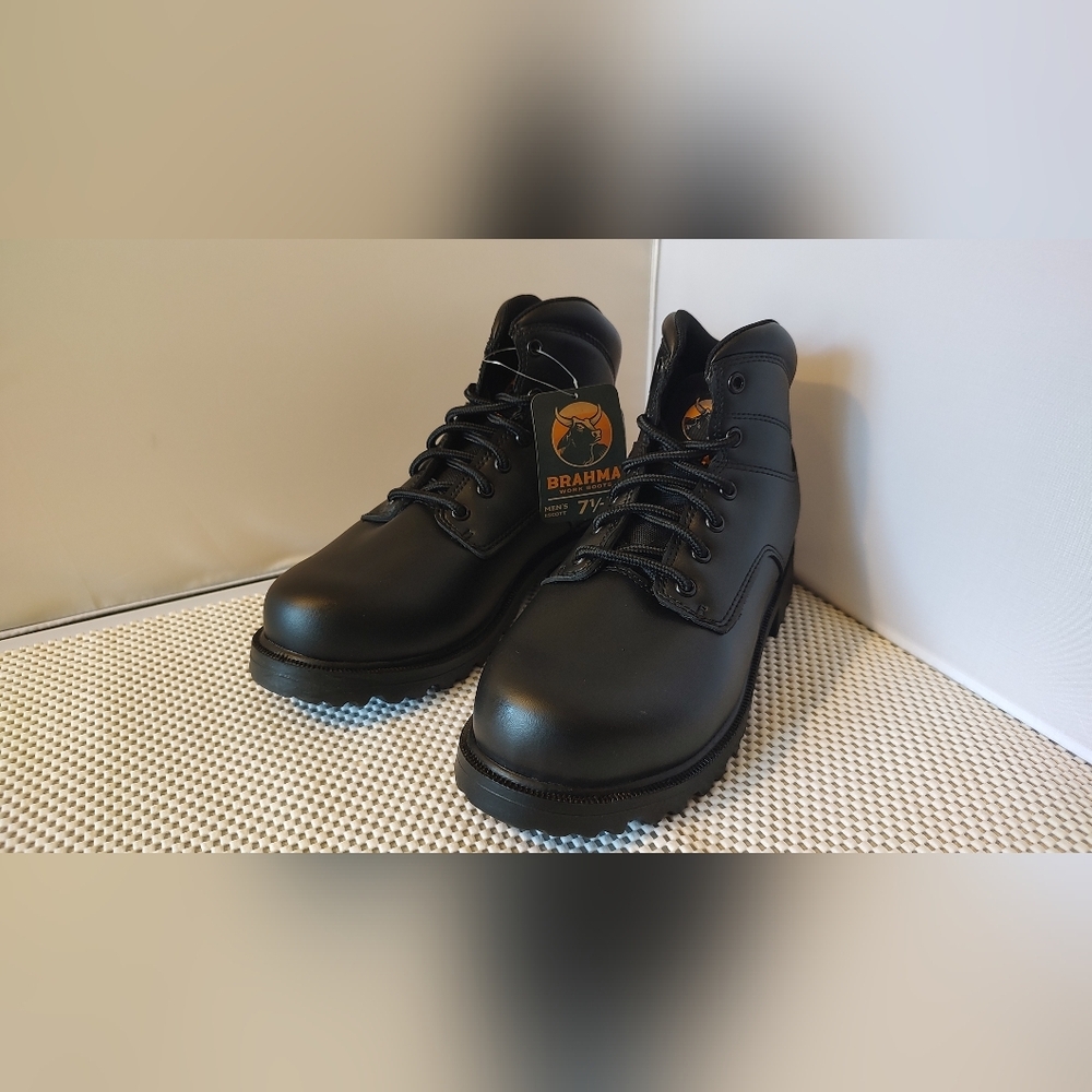 Brahma Men's Size 7.5W Escott Work Boot Black Oil Resistant Soleplate